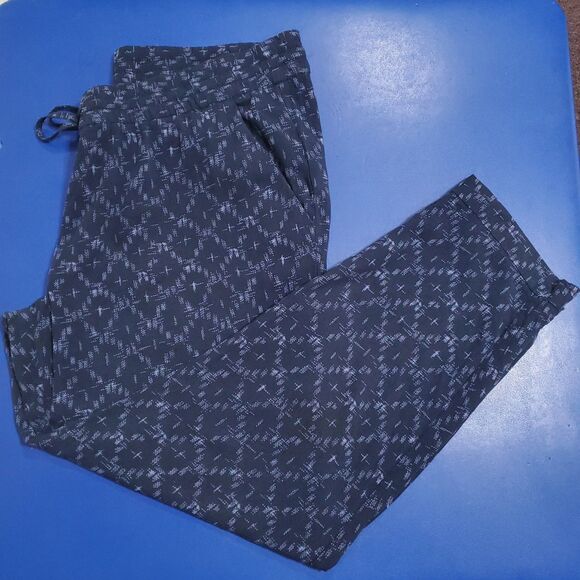 Old Navy Blue Rayon Pants Women's Medium Casual Pull On Drawstring Tapered - Picture 1 of 14